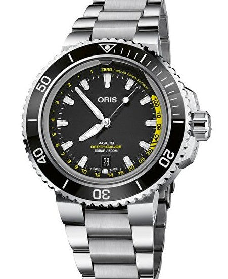 Oris Aquis Depth Gauge Czarny 45.8 mm Stal 0173377554154-SetMB