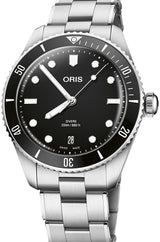 Oris Divers Date Czarny 39 mm Stal 0173377954054-Set
