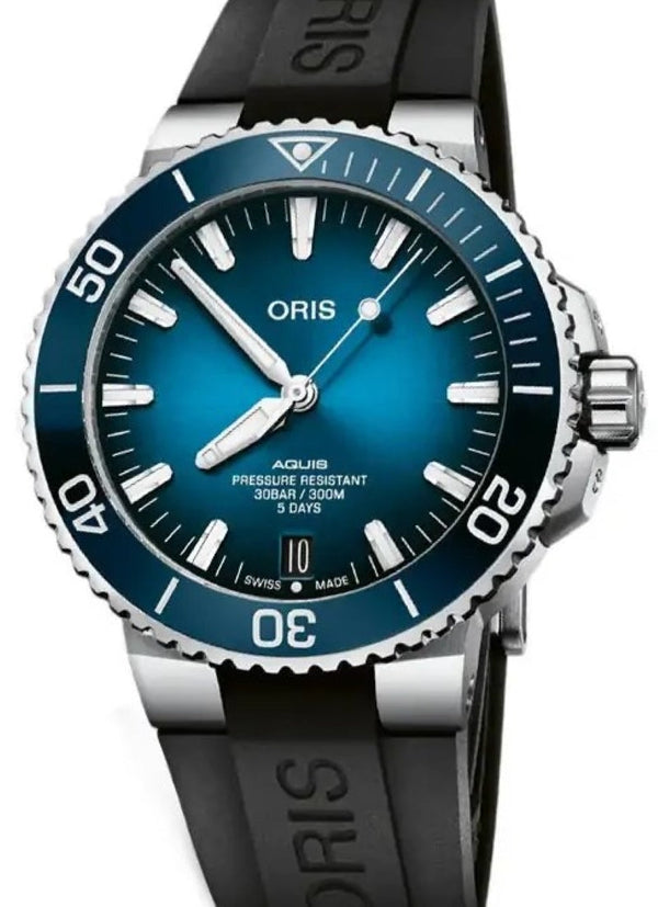 Oris Aquis Date Niebieski 43.5 mm Stal