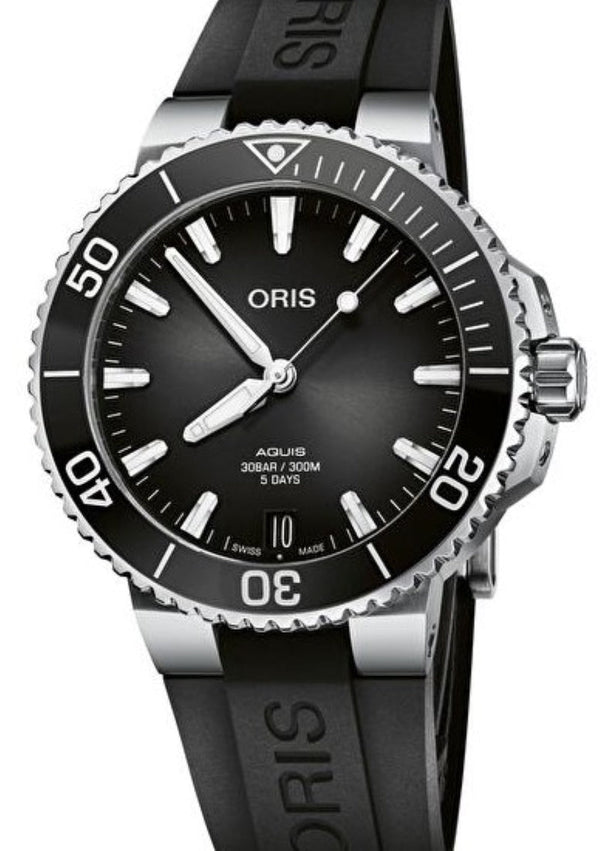 Oris Aquis DateCalibre Czarny 41.5 mm Stal