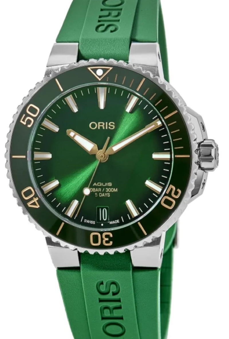 Oris Aquis DateCalibre Zielony 41.5 mm Złoto/Stal 0140077696357-0742277FC
