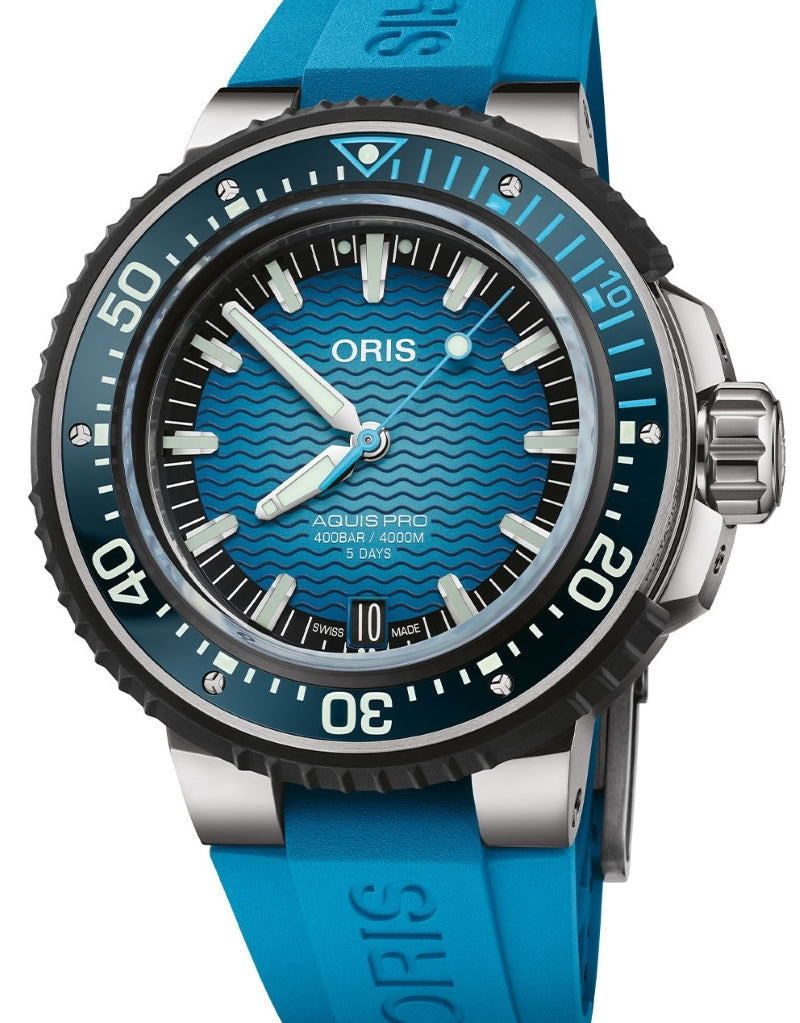 Oris Aquis Pro 4000m Niebieski 49,5 mm Tytan 0140077777155-Set