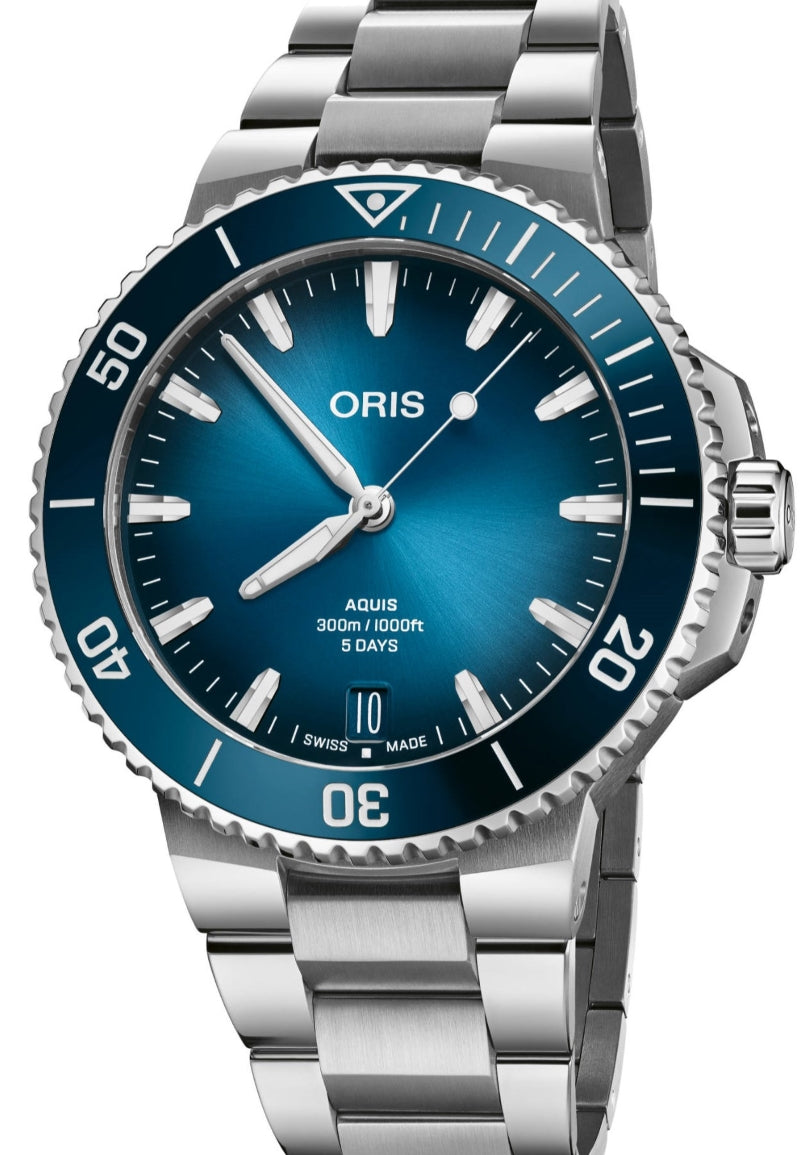 Oris Aquis Date Niebieski 43.5 mm Stal 0140077904135-0782302PEB
