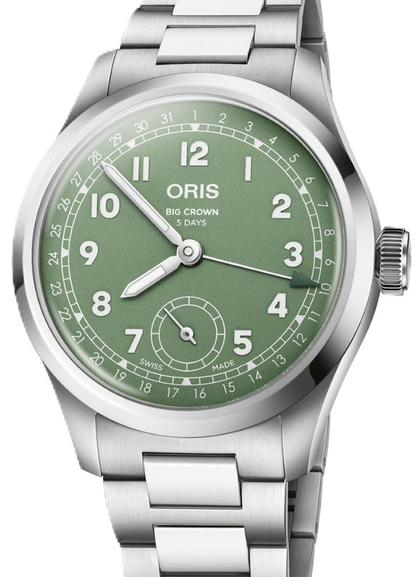 Oris Big Crown Pointer Date Zielony 40 mm Stal