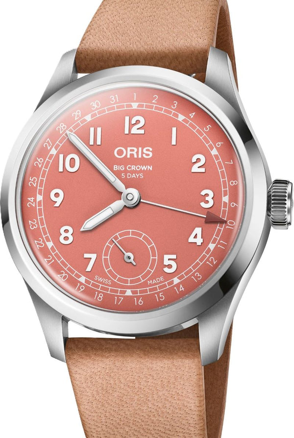 Oris Big Crown Pointer Date Czerwony 40 mm Stal