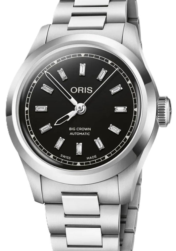 Oris Big Crown Diamonds Czarny 34 mm Stal