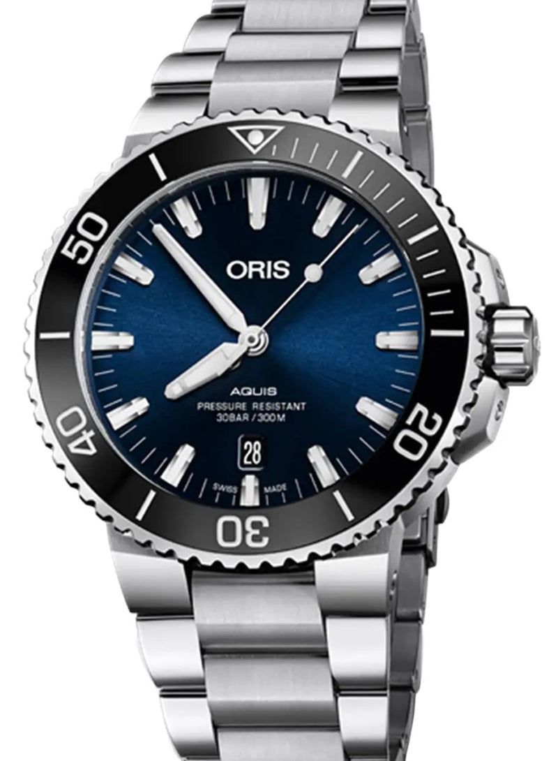 Oris Aquis Date Niebieski 41.5 mm Stal 0173377664135-0782205PEB