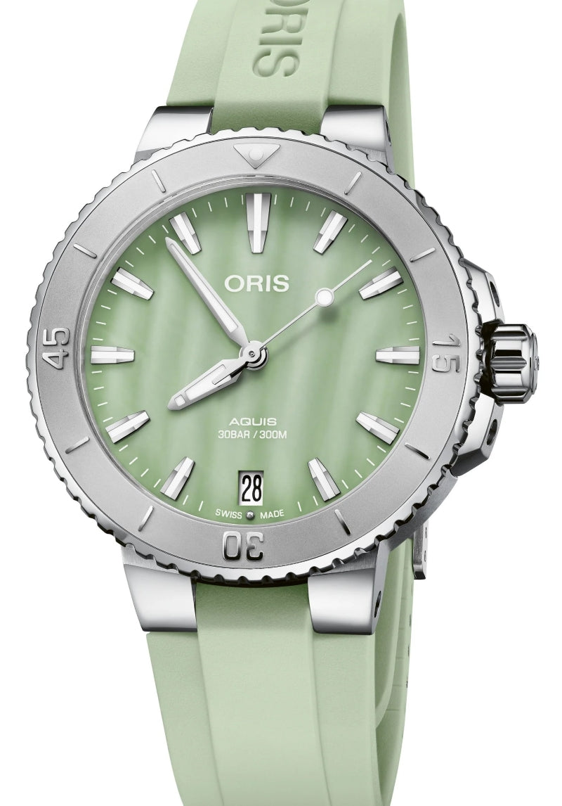 Oris Aquis Date Zielony 36.5 mm Stal 0173377704157-0741867FC