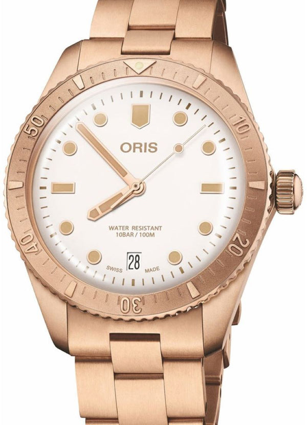 Oris Divers Sixty-Five Biały 38 mm Brąz