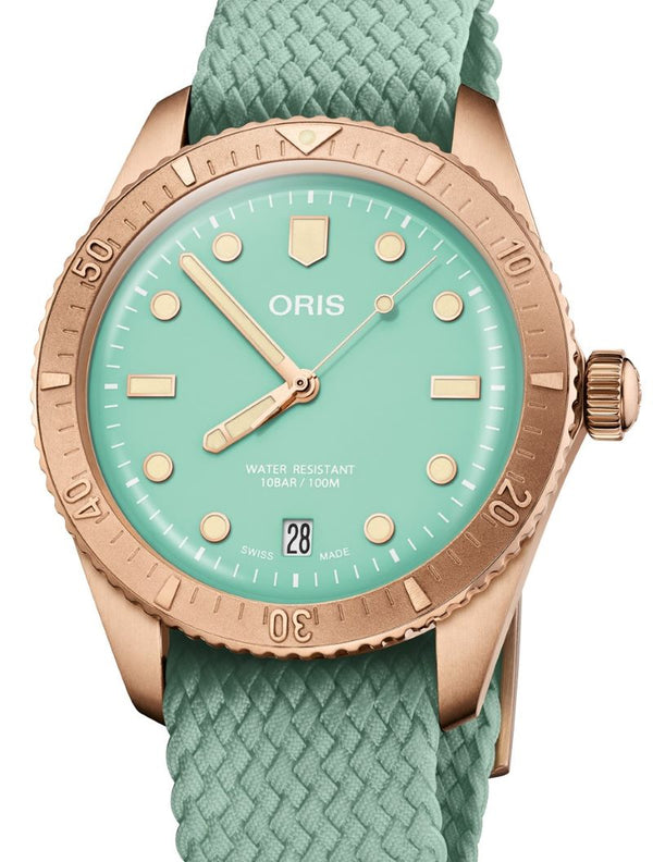 Oris Divers Sixty-Five Zielony 38 mm Brąz