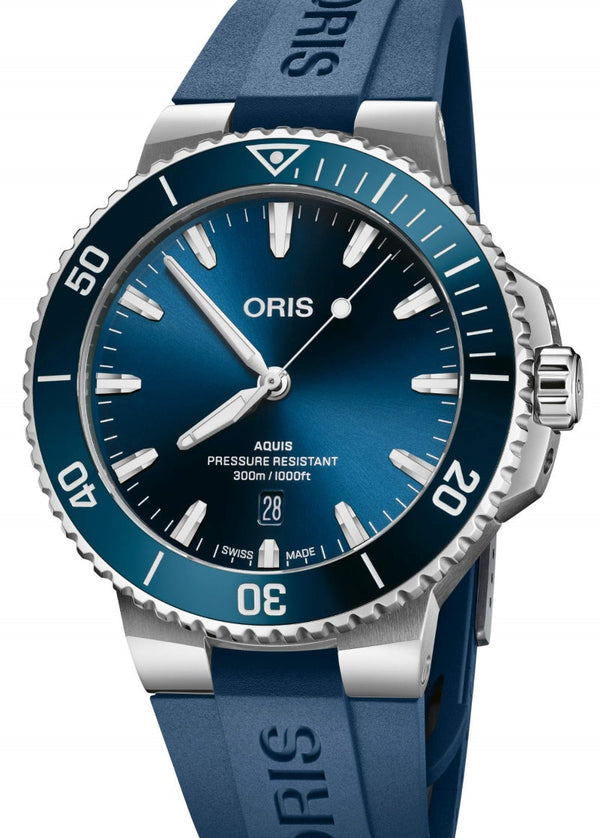 Oris Aquis Date Niebieski 43.5 mm Stal