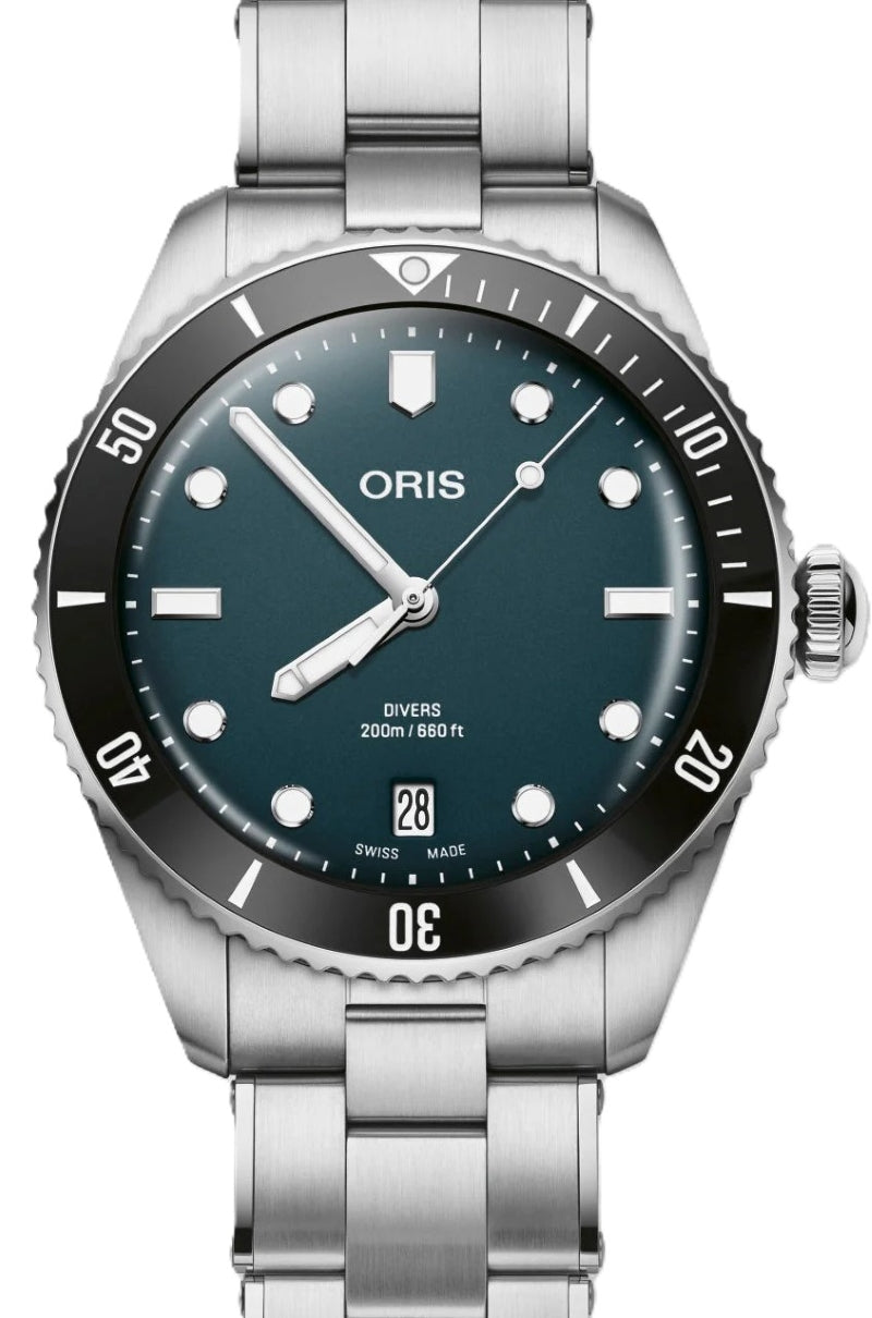Oris Divers Date Niebieski 39 mm Stal 0173377954055-Set