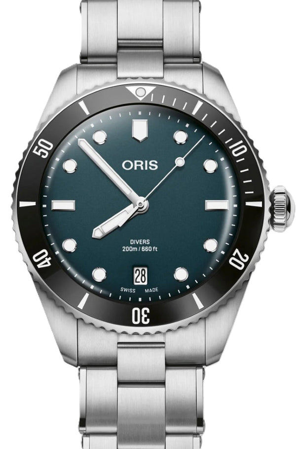 Oris Divers Date Niebieski 39 mm Stal