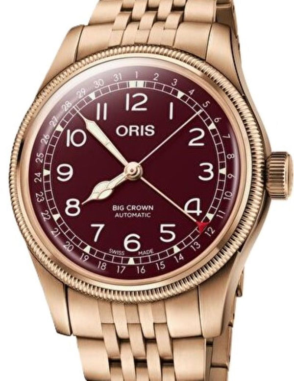 Oris Big Crown Pointer Date Czerwony 40 mm Brąz