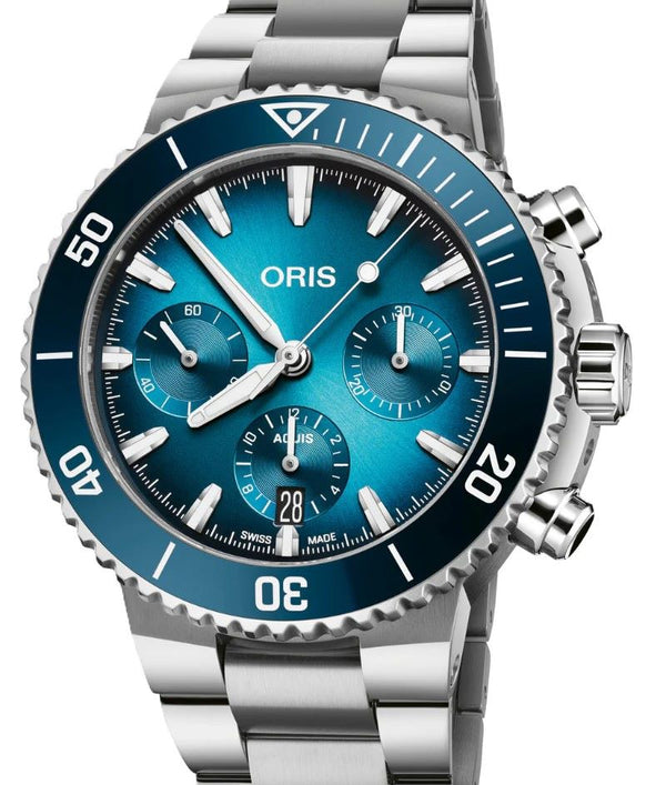 Oris Aquis Chronograph Niebieski 43.5 mm Stal