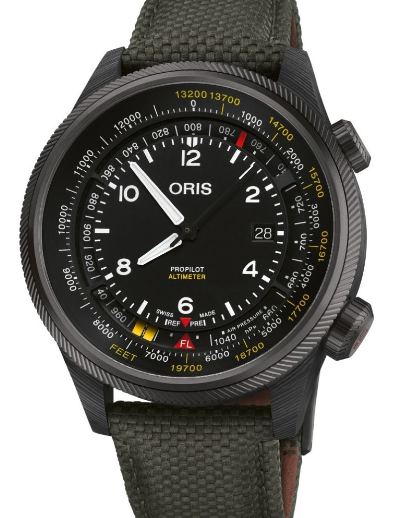 Oris ProPilot Altimeter Czarny 47 mm Włókno węglowe 0179377758734-SET
