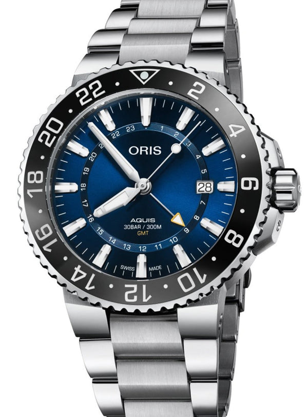 Oris Aquis GMT Date Niebieski 43.5 mm Stal
