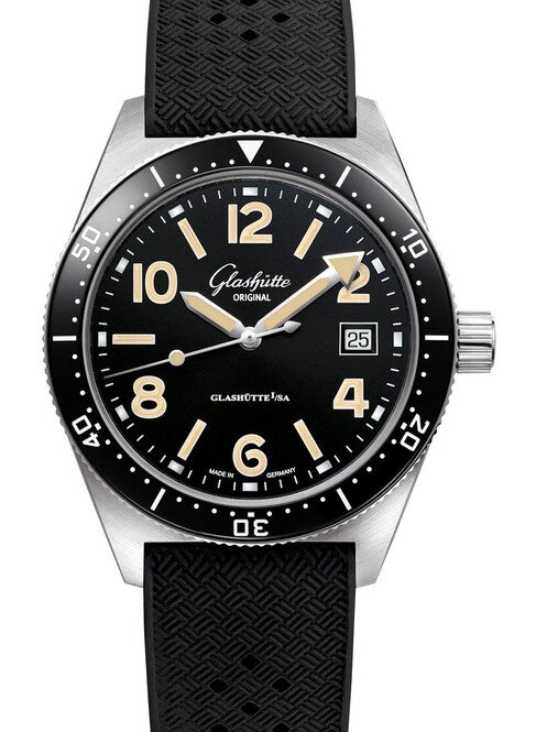 Glashütte Original SeaQ Czarny 39 mm Stal 1-39-11-06-80-33
