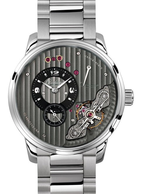 Glashütte Original PanoInverse Szary 42 mm Stal 1-66-06-04-22-71