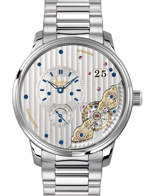 Glashütte Original PanoMaticInverse Srebrny 42 mm Stal 1-91-02-02-02-71
