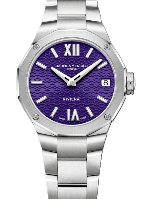 Baume & Mercier Riviera Fioletowy 33 mm Stal M0A10728