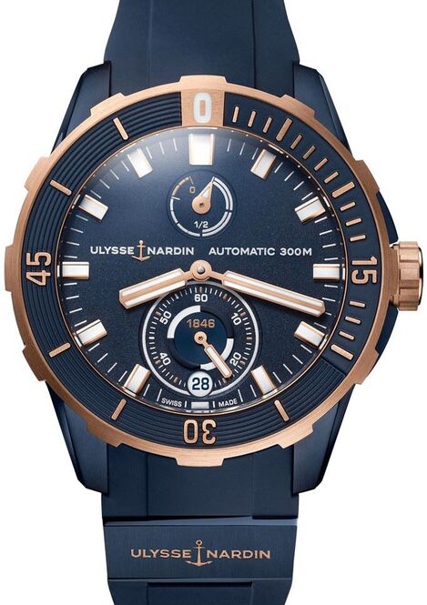 Ulysse Nardin Diver Chronometer Niebieski 44 mm Złoto różowe 1185-170-3/BLUE