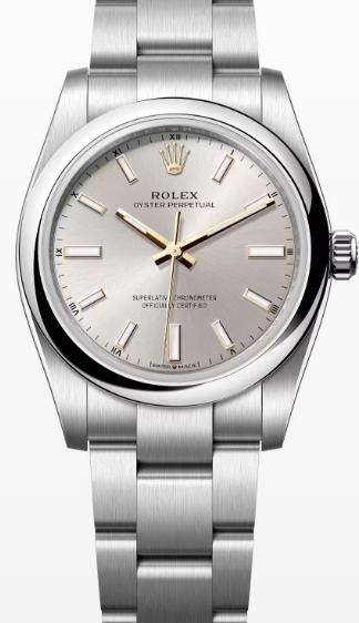 Rolex Oyster Perpetual 34 Srebrny 34 mm Stal