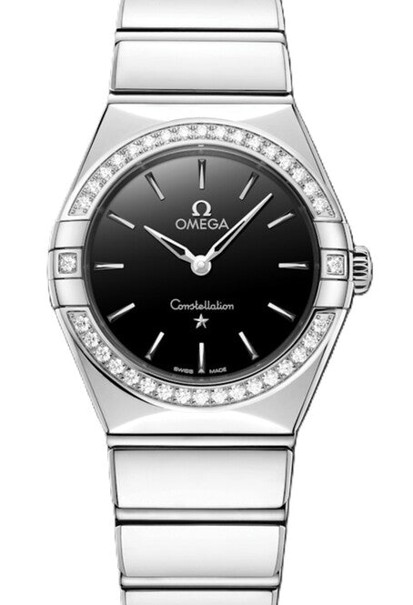 Omega Constellation Czarny 28 mm Stal 131.15.28.60.01.001