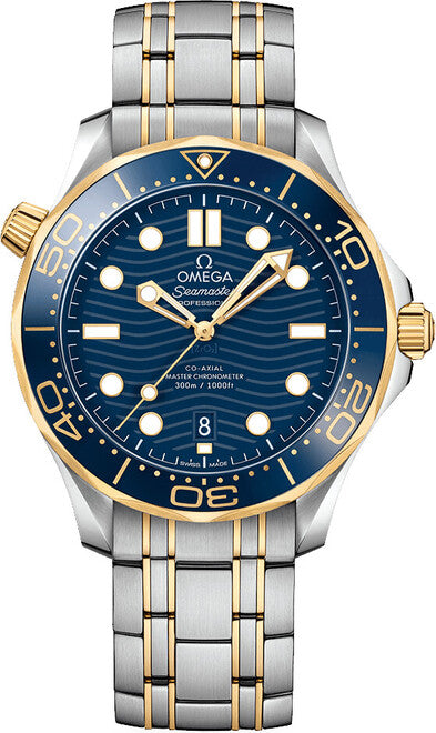 Omega Seamaster Diver 300 M Niebieski 42 mm Zloto/Stal