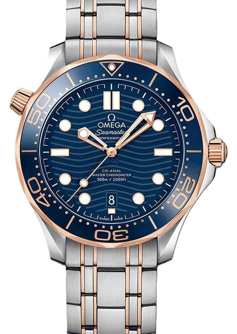 Omega Seamaster Diver 300 M Niebieski 42 mm Zloto/Stal 210.20.42.20.03.002