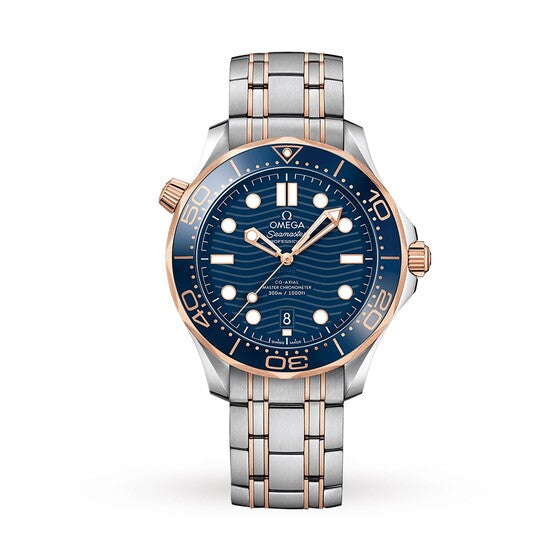 Omega Seamaster Diver 300 M Niebieski 42 mm Zloto/Stal
