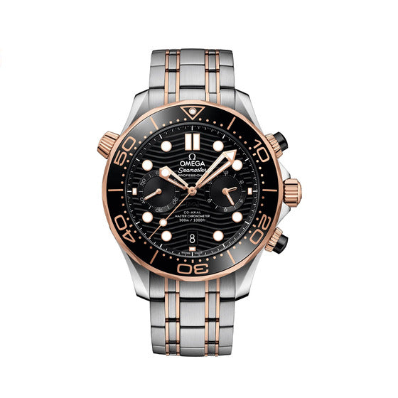 Omega Seamaster Diver 300 M Czarny 44 mm Zloto/Stal
