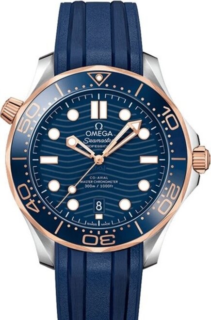 Omega Seamaster Diver 300 M Niebieski 42 mm Zloto/Stal