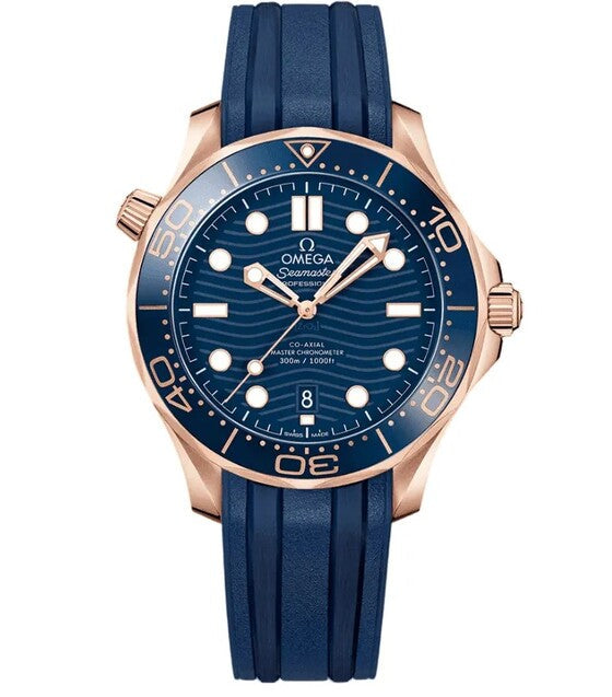 Omega Seamaster Diver 300 M Niebieski 42 mm Złoto rozowe