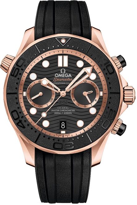 Omega Seamaster Diver 300 M Czarny 44 mm Złoto rozowe