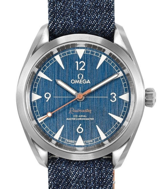 Omega Seamaster Railmaster Niebieski 40 mm Stal