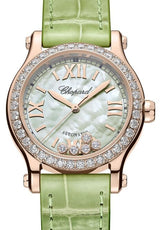 Chopard Happy Sport Zielony 30 mm Złoto różowe 274893-5016