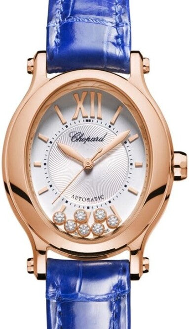 Chopard Happy Sport Oval Srebrny 29 mm Złoto różowe 275362-5001