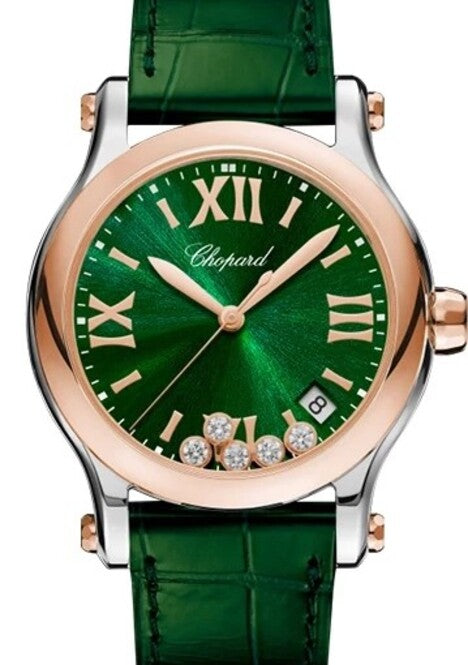 Chopard Happy Sport Zielony 36 mm Złoto/Stal 278582-6005
