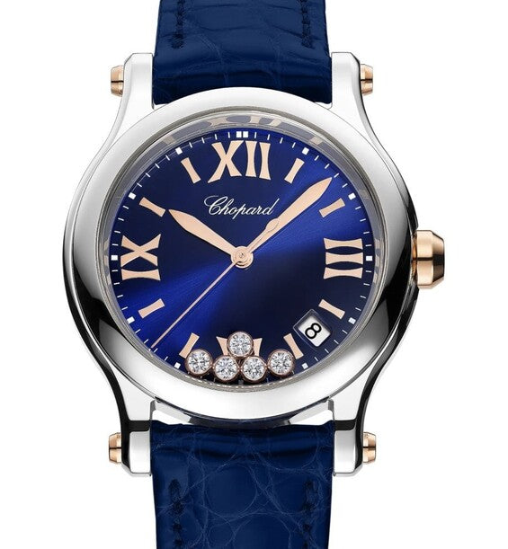 Chopard Happy Sport Diamonds Niebieski 36 mm Stal 278582-6012