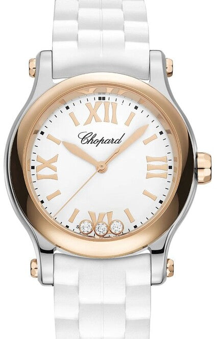 Chopard Happy Sport Biały 30 mm Złoto/Stal 278590-6001