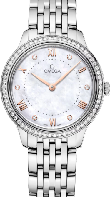 Omega De Ville Prestige Biały 30 mm Stal 434.15.30.60.55.001