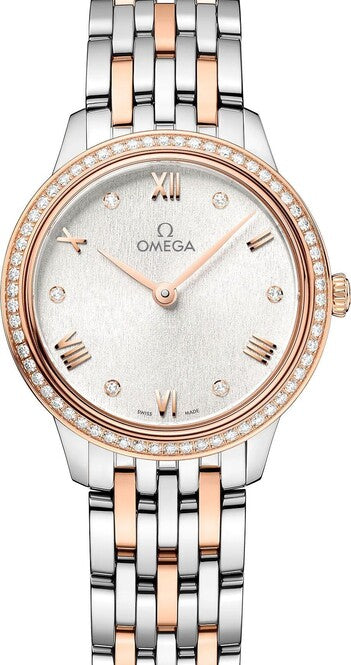 Omega De Ville Prestige Biały 28 mm Złoto/Stal 434.25.28.60.52.001