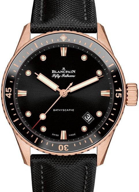 Blancpain Fifty Fathoms Czarny 43 mm Złoto różowe 5000-36S30-B52B