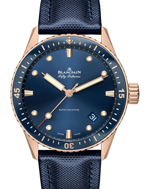 Blancpain Fifty Fathoms Niebieski 43 mm Złoto różowe 5000-36S40-O52B