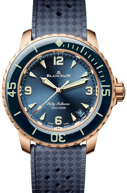 Blancpain Fifty Fathoms Niebieski 38 mm Złoto różowe 5007-36B40-O64B