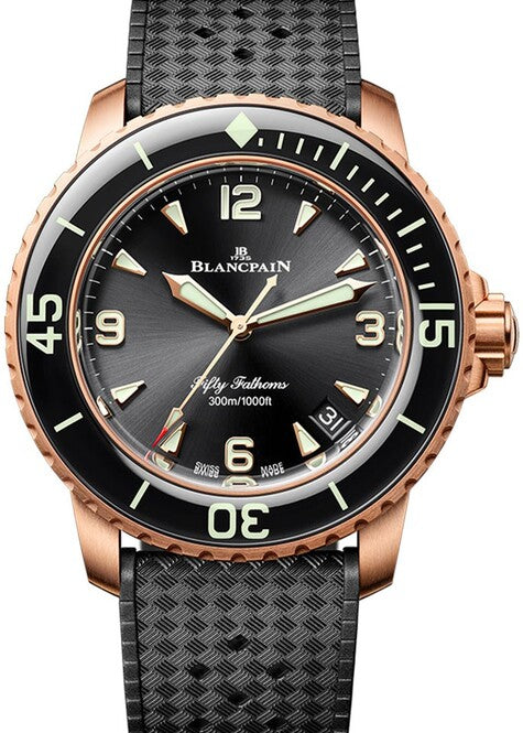 Blancpain Fifty Fathoms Czarny 42 mm Złoto różowe 5010-36B30-B64B
