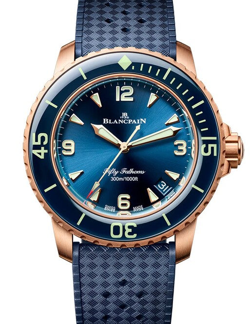 Blancpain Fifty Fathoms Niebieski 42 mm Złoto różowe 5010-36B40-O64B