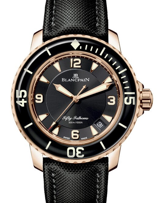 Blancpain Fifty Fathoms Czarny 45 mm Złoto różowe 5015-3630-52B