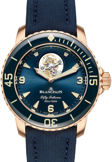 Blancpain Fifty Fathoms Niebieski 45 mm Złoto różowe 5025-36B40-O52B
